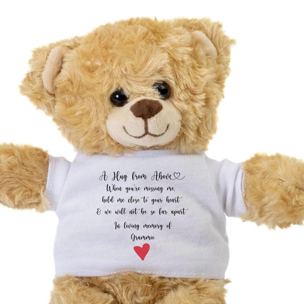 A Hug from Above Personalized Teddy Bear, Memorial Gift for Loss of Grammie, Memorial Gift for Loss of Grandmother, Customized Teddy Bear