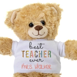 Best Teacher Ever, Teacher Teddy Bear, Customized Teddy Bear, Personalized Plush Stuffed Bear, Teachers Gift