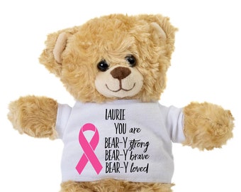Teddy Bear Gift, Breast Cancer Gift, Fight Cancer, Plush Stuffed Bear, Get Well Cancer