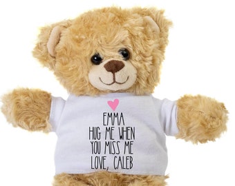 Freundin Geschenk Teddybär, benutzerdefinierte Teddybär, Bär umarmt, umarme mich, wenn du mich vermisst, Freundin Geburtstagsgeschenk, personalisierte Plüschbär