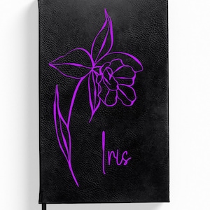 Iris Wildflower Journal, Wildflower Journal, Diario de cuero personalizado, Diario personalizado, Regalo de diario, Regalo de mamá, Diario de cuero vegano