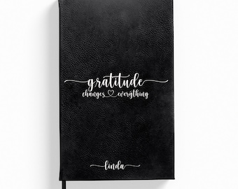 La gratitud lo cambia todo, diario de gratitud, diario de gratitud personalizado, diario de cuero, diario personalizado, regalo de graduación