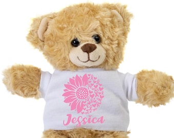 Teddy Bear Gift, Breast Cancer Gift, Sunflower Gift, Fight Cancer, Plush Stuffed Bear, Get Well Cancer