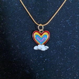 Rainbow Heart in the Clouds Necklace - Pride Collection