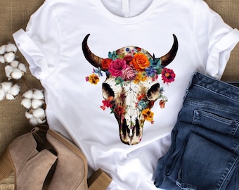 Boho Cow Skull, Floral Cow Skull PNG JPG, Boho Skull Clipart, Western Wild West Clipart PNG jpg, Western Graphic Clipart
