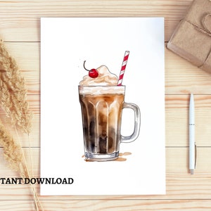 Watercolor Root Beer Float Clip Art, Root Beer Mug, Soda Ice Cream