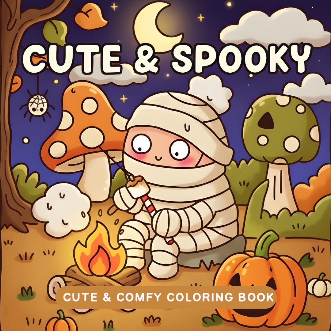 Cute & Spooky Coloring Book, 40 Bold Easy Designs, Creepy Cozy Coco Wyo ...