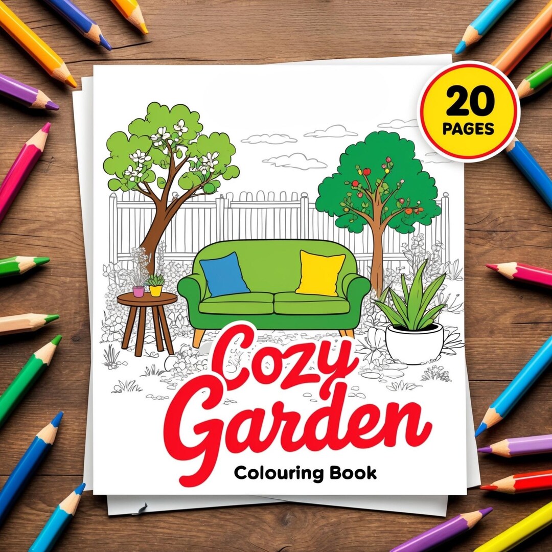 Coco Wyo Cozy Garden Coloring Pages for Adults and Kids, 20 Bold Easy ...