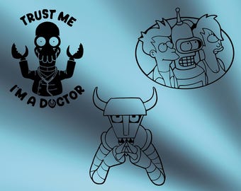 Futurama Car Decals Leela Fry Bender Zoidberg Devil Sticker