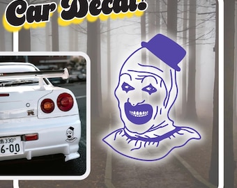 Terrifier Horror Sticker | Creepy Clown Car Decal | Slasher Film Sticker | Scary Movie Car Accessory