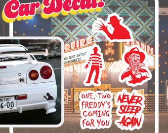 Freddy Krueger Decal | Nightmare Horror Movie Sticker | Scary Slasher Vinyl Decal for Cars, Laptops & Windows