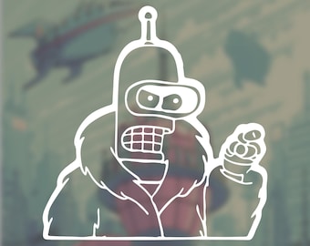 Futurama Sticker: Bender With Cigar - Etsy