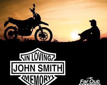 In Loving Memory Motorcycle Decal, Personalized Biker Memorial Sticker, Rest In Peace Custom Name Date Decal, In Memory Of Vinyl Sticker