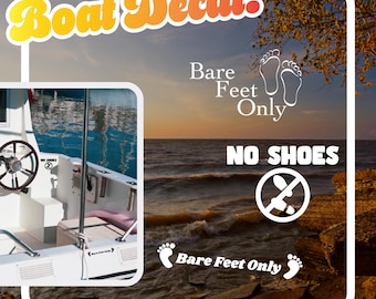 Please Remove Shoes Boat Decal, No Shoes Boat Sticker, Nautical Marine Vinyl Decal, Shoes Off Boat Accessory