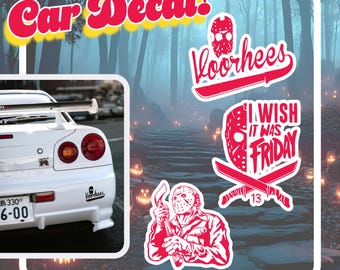 Jason Decal Horror Sticker | Friday the 13th Hockey Mask Vinyl Decal | Slasher Horror Movie Sticker for Cars, Laptops & Windows