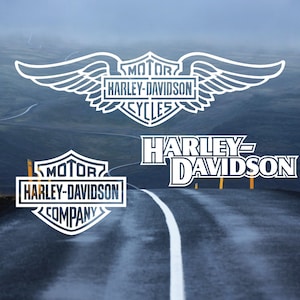 HD Motorcycle Vinyl Decals Sticker Shield wings