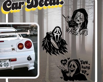 Ghostface Sticker | Scream Horror Slasher Decal | Scary Movie Mask Vinyl for Cars, Laptops & Windows
