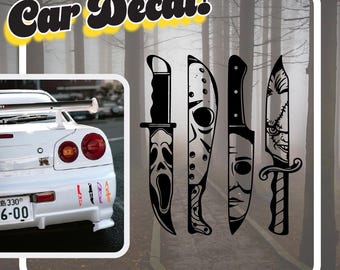 Horror Movie Decal | Slasher Knife Horror Sticker | Halloween Car Decal | Michael Myers Freddy Krueger Jason Style Sticker