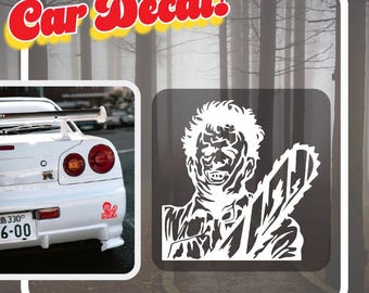 Chainsaw Massacre Horror Decal | 80s Slasher Car Sticker | Cult Horror Movie Fan Halloween Sticker