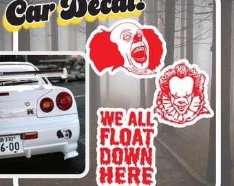 Pennywise Decal | Creepy Clown Horror Sticker | Stephen King IT Vinyl Decal for Cars, Laptops & Windows