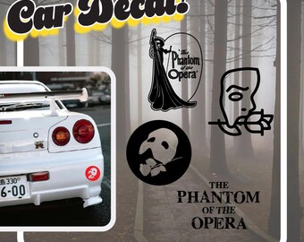 Phantom of the Opera Mask Decal | Minimal Theater Bumper Sticker | Broadway Opera Fan Gift | Masquerade Mask Sticker