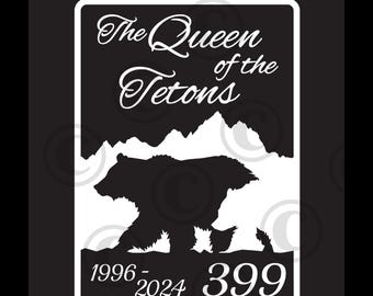 Grizzly 399 Queen of the Tetons premium vinyl decal white