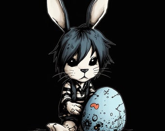 Black and White Emo Easter Bunny