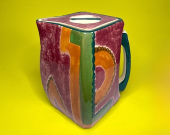 Colourful Vintage 1980s Ceramic Pitcher