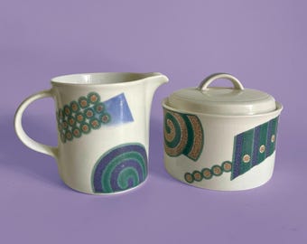 Vintage Mikasa Intaglio Life Style Creamer and Sugar Bowl Set - Pattern CAC18 John Bergen Design Ceramic Cream Pitcher Covered Sugar Pot