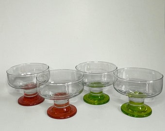 Vintage Coloured Ice Cream/Fruit Dishes Set of 4