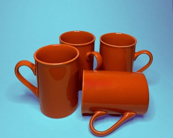 Set of 4 Vintage Pumpkin Orange Mugs