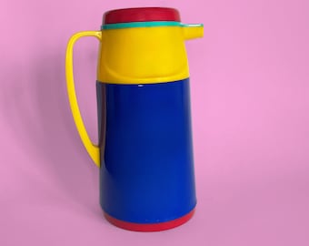 Vintage Postmodern Thermos, Colorful Vintage Kitchen, Primary Color Home Decor, Coffee Accessories