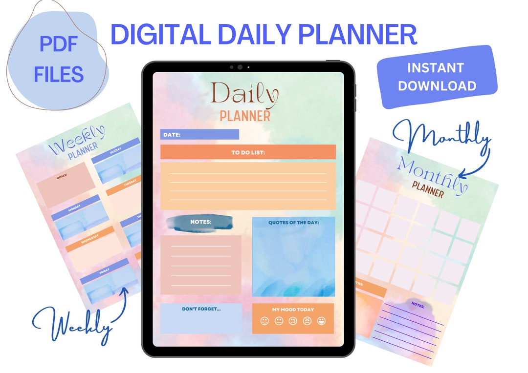 Daily Weekly Planner Printable, Digital Weekly Schedule, Editable ...