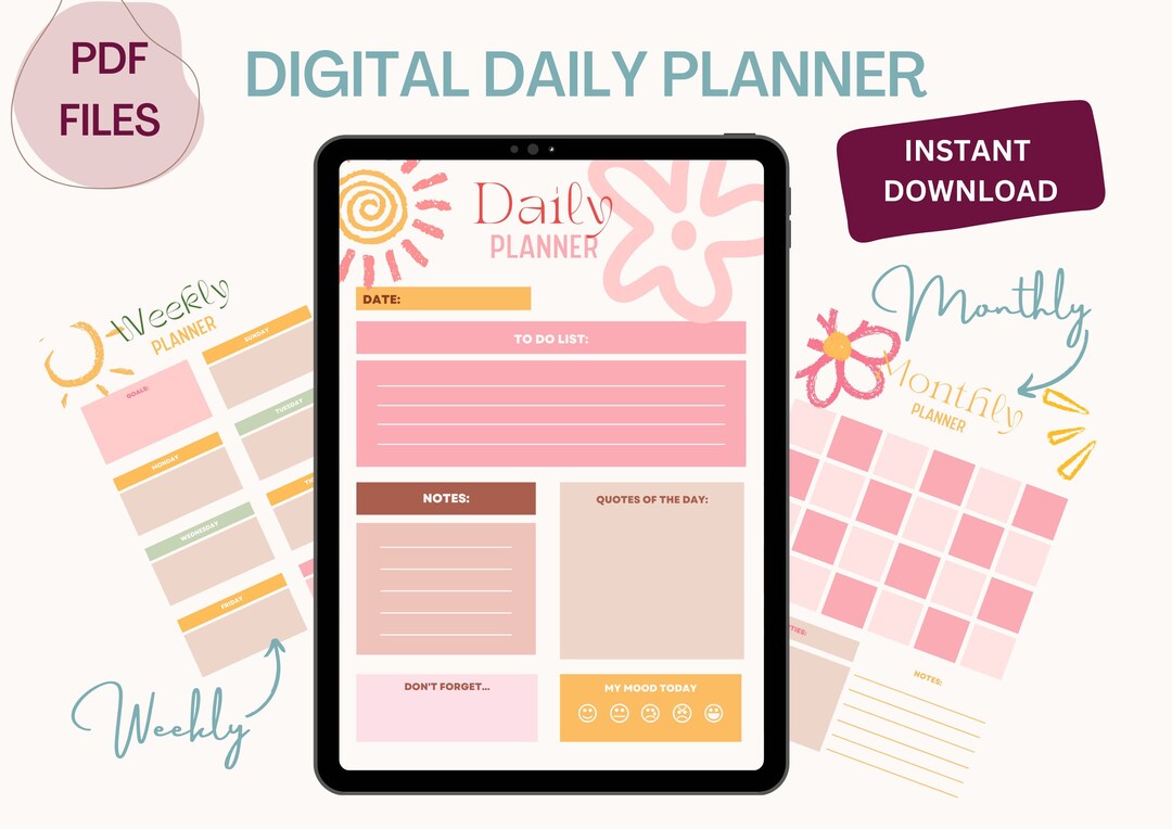 Daily Weekly Planner Printable, Digital Weekly Schedule, Editable ...