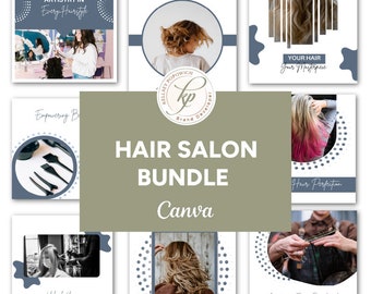 Hair Salon Instagram Template Bundle: Hairdresser Branding (Canva PDF)