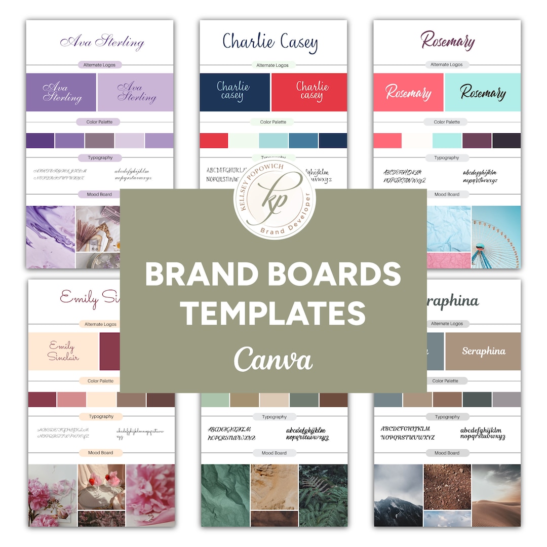 Mini Brand Board Template | Canva Branding Kit, Mood Board (PDF) - Etsy