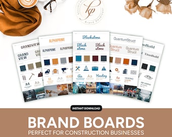 Construction Brand Board Templates | Customizable Color Palettes (Digital)