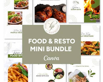 Food Business Mini Bundle | Restro Branding | Foodie Blogger Canva Template| Social Media Banners | Restaurants Marketing Templates!