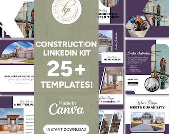 Construction LinkedIn Templates: Business Profile Optimization (Canva)