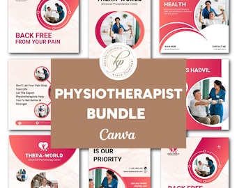 Physiotherapist Branding Kit | Business Card  | Social Media Post | Physiotherapy Canva Template | Physio Templates BUNDLE