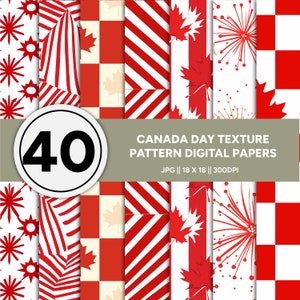 Canada Day Texture Pattern Digital Papers Designs | Red and White Scrapbook Paper