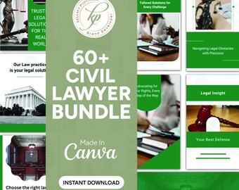 Civil Lawyer Social Media Templates: Canva Marketing Bundle (Digital Download)