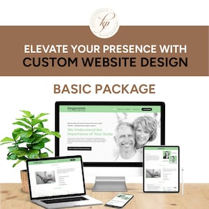 May include: A website design package for businesses. The image shows a desktop computer, laptop, tablet, and smartphone displaying a website design for a dental clinic. The website design features a green and white color scheme with the text "We Understand the Importance of Your Smile".
