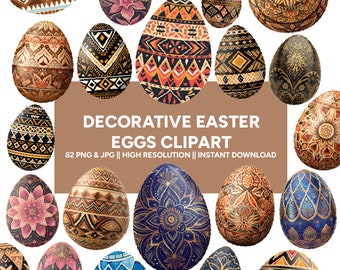 Decorative Ukrainian Easter Eggs Clipart Collection: Perfect for adding a festive touch to your Easter-themed projects