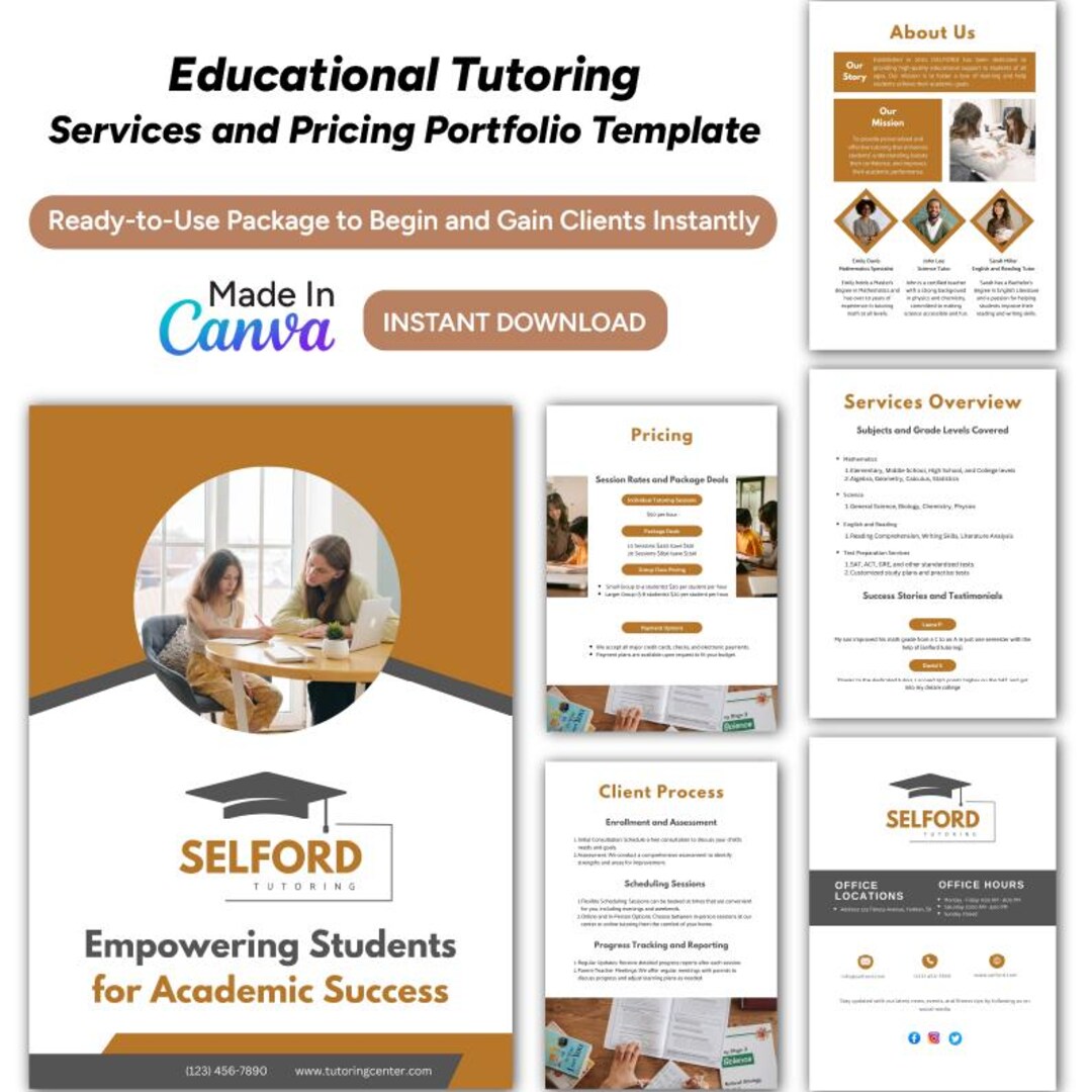 Tutoring Services Template | Canva Editable Pricing Guide (digital ...