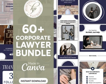 Social Media Marketing Template for Law Firm: Elevate Your Corporate Lawyer Image with our Editable Attorney Marketing Bundle!