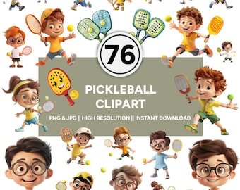 Pickleball-Clipart-Sammlung: Hochwertige PNG- und JPG-Bilder für digitale Projekte