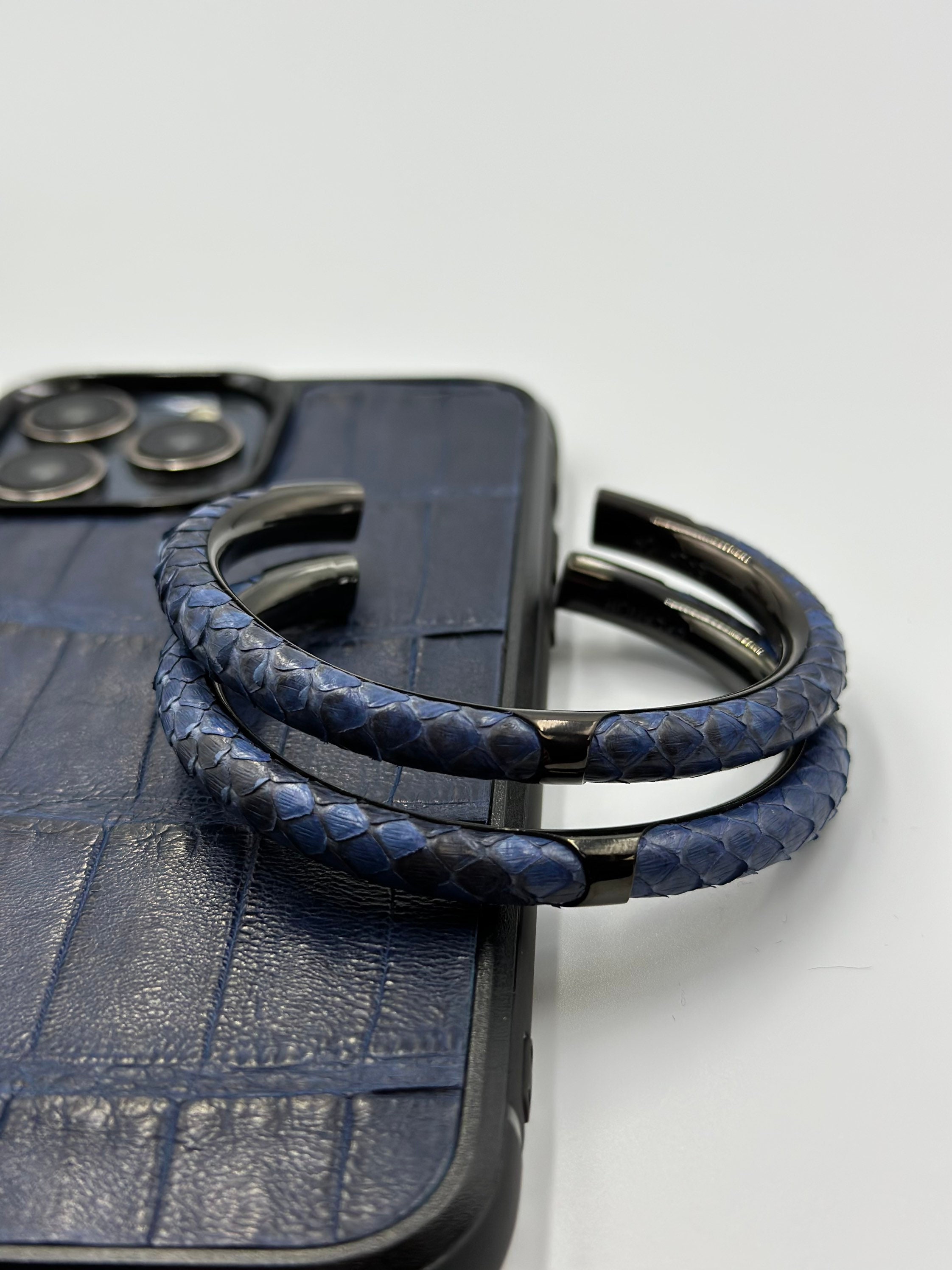 Python Snake Leather, Mens Bracelet, Mens Cuff Bracelet, Blue Cuff ...