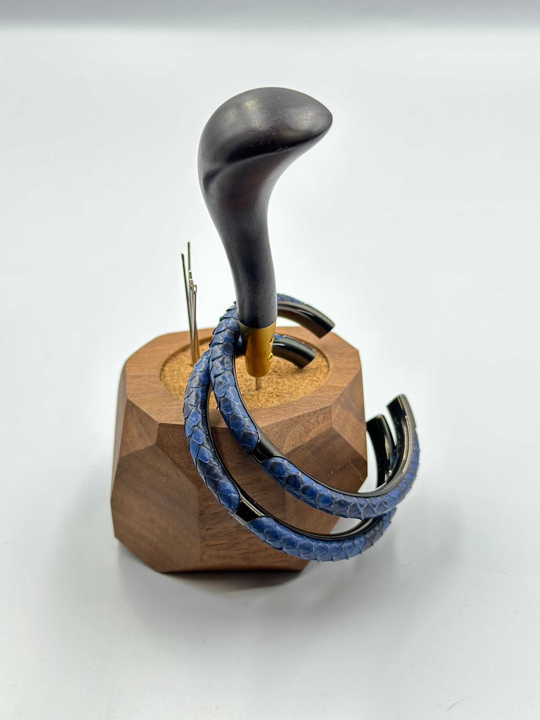 Python Snake Leather, Mens Bracelet, Mens Cuff Bracelet, Blue Cuff ...