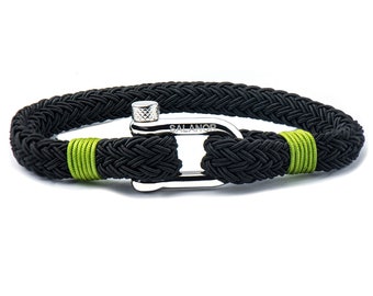 Mens Nautical Rope Bracelet, Black Woven Nylon, Gift for Him